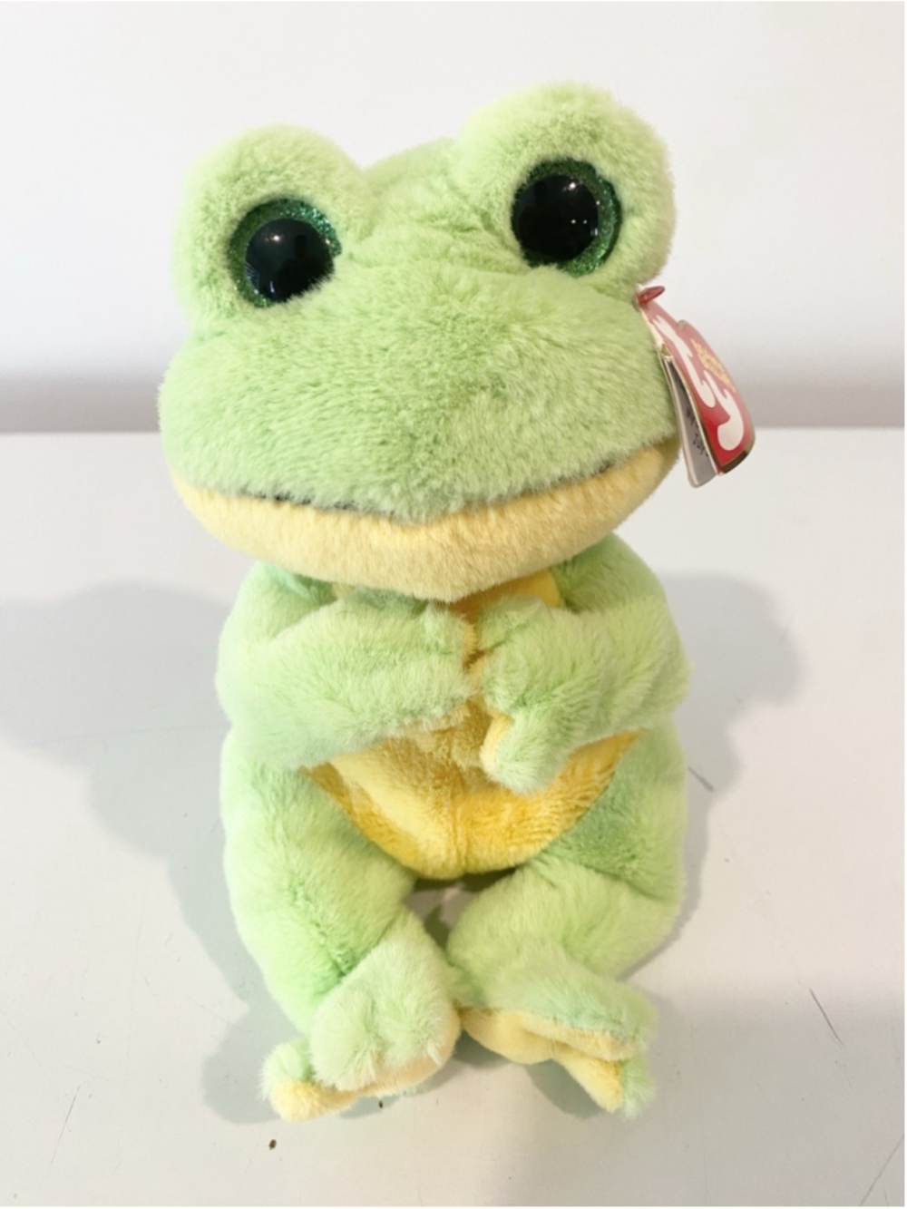 TY Beanie Bellies Snapper Frog Plush Stuffed Animal Green Yellow 10” w/ Tag